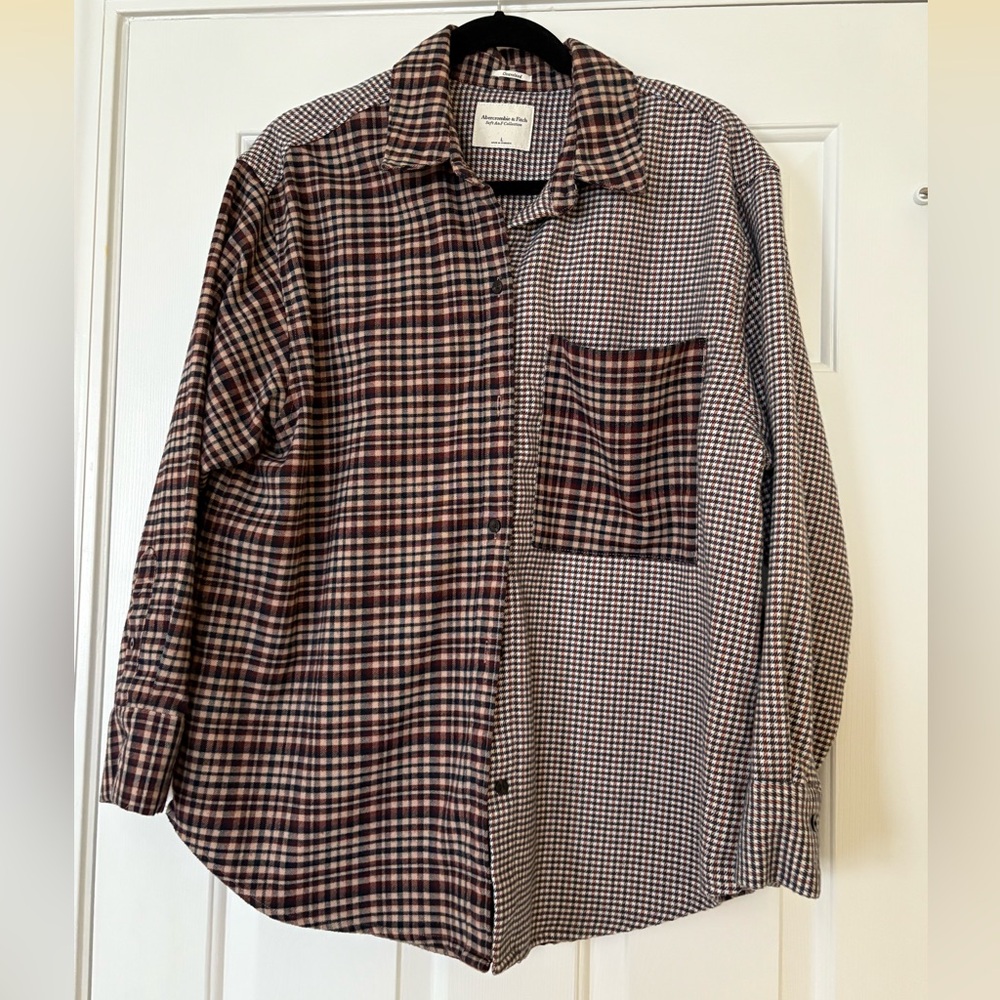 Abercrombie & Fitch Oversized Plaid Shirt - Black and Brown